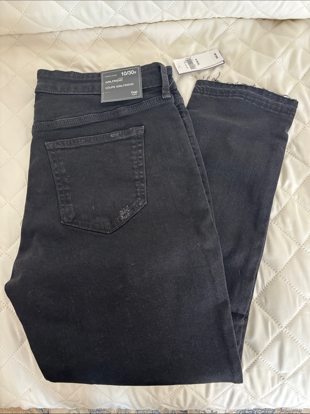 NWT GAP Factory Black Boyfriend Jeans with Raw Hem